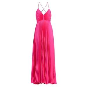 A.L.C. Aries Pleated Open Back Gown in Hot Pink, size 12